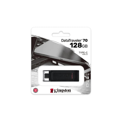 Kingston DataTraveler 70 USB Flash Drive 128 GB USB Type-C 3.2 Gen 1 Black - iDesign Communications