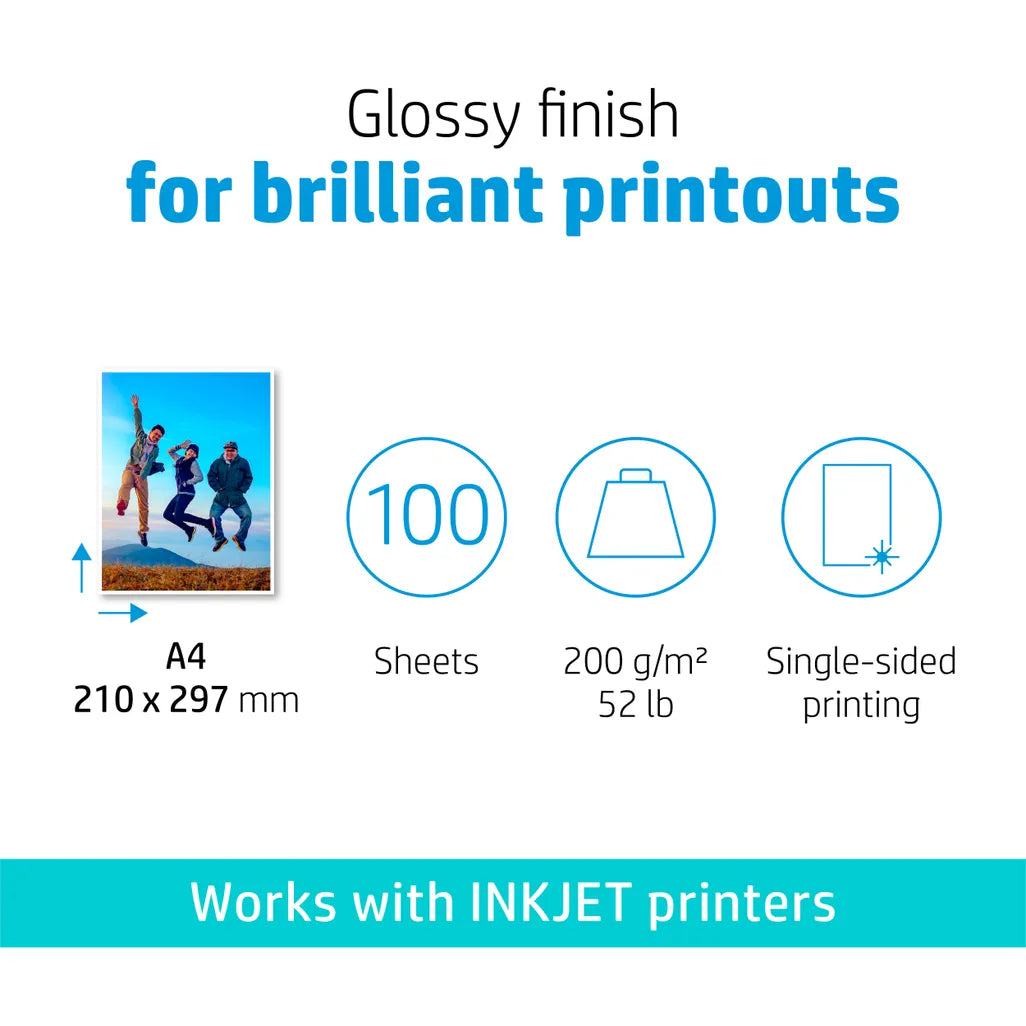 HP Everyday Glossy Photo Paper - 100 Sheets A4 200gsm - iDesign Communications