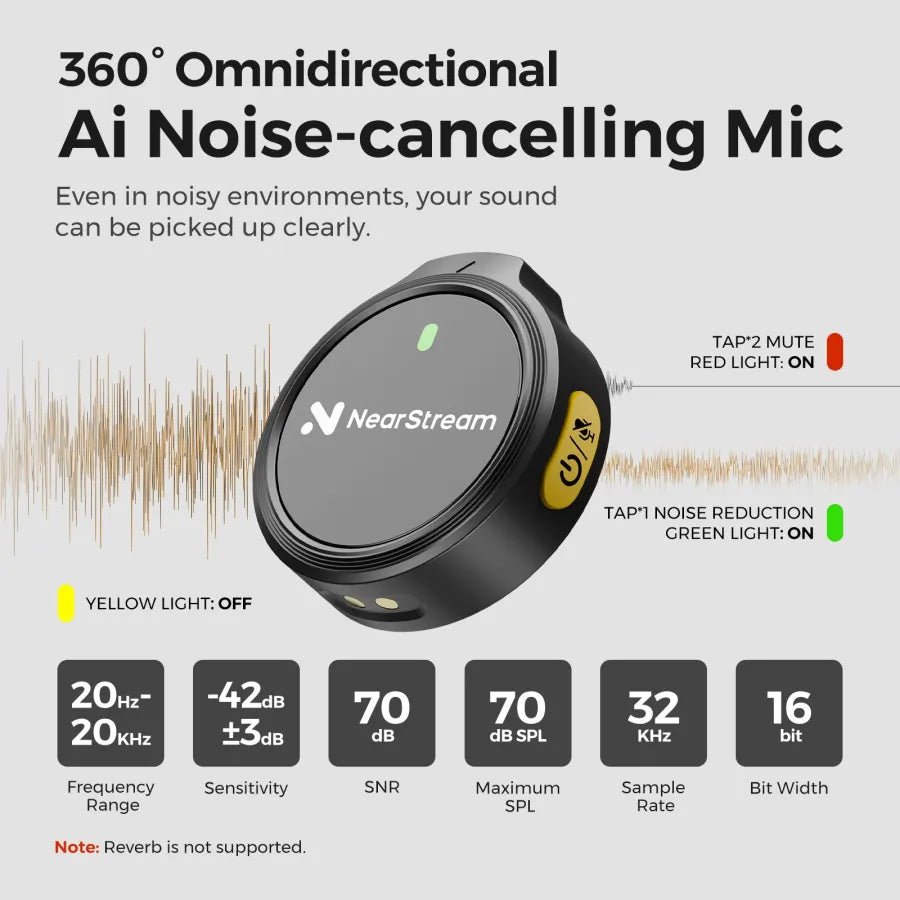 NearStream AWM25T: AI Noise-Canceling  Lavalier Wireless Microphone Kit - iDesign Communications