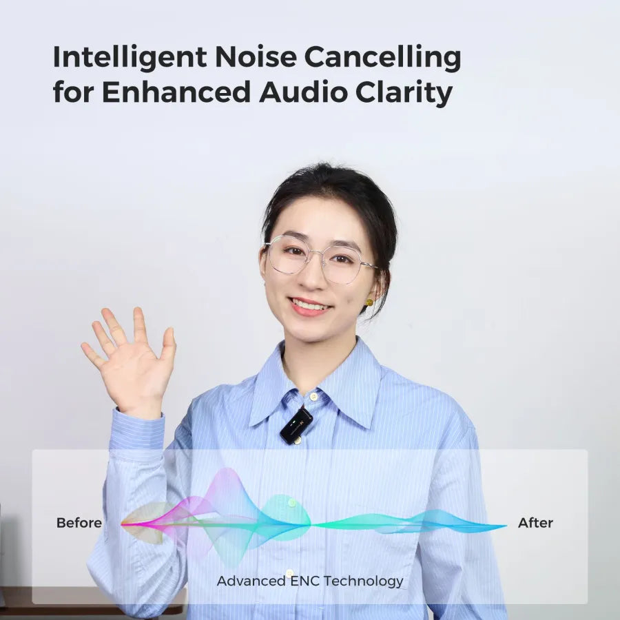 NearStream AWM20D: AI Noise-Canceling  Premium Multi-Purpose Wireless Microphone (1TX+1RX) - iDesign Communications