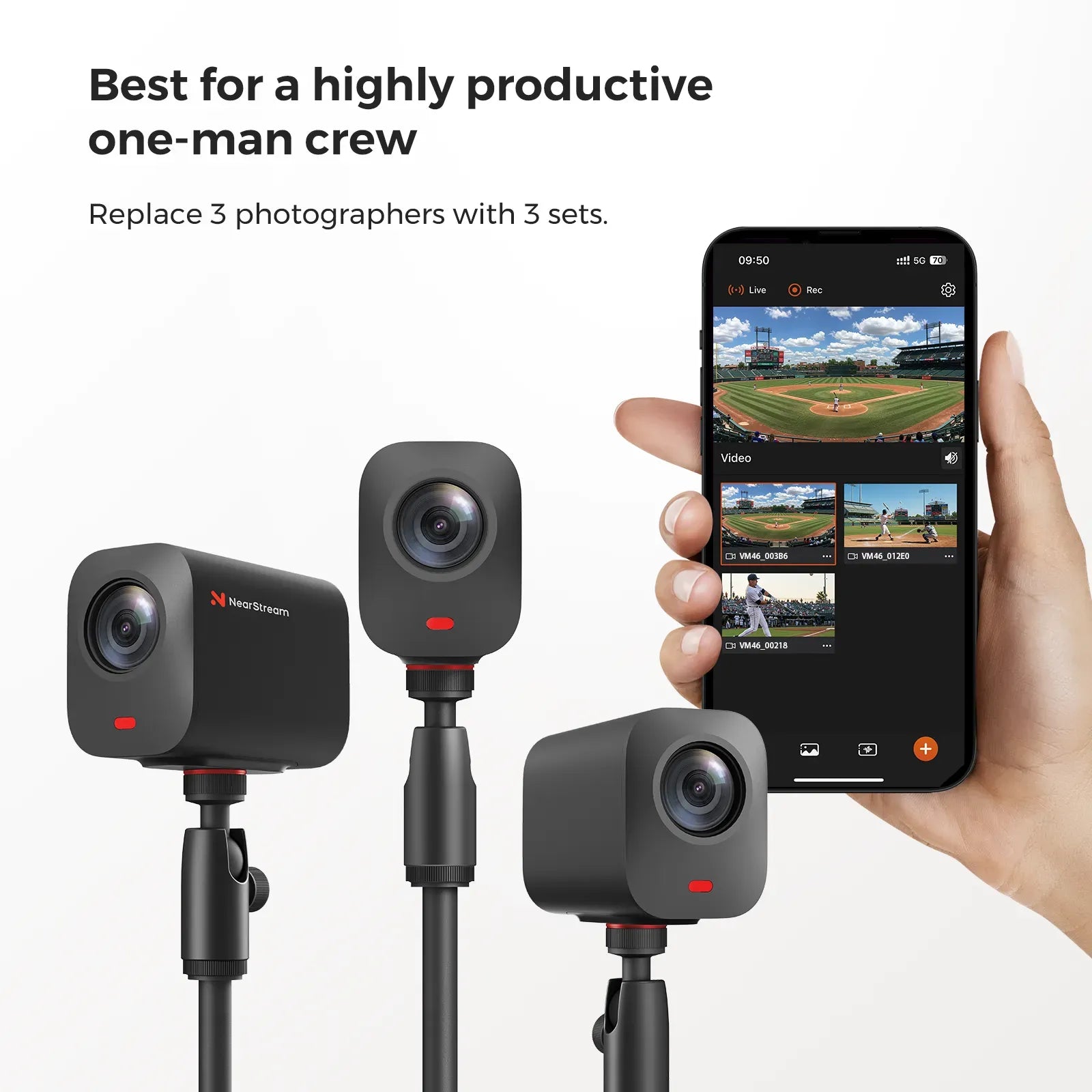 NearStream M46: 4K AI Noise-Canceling Wireless Streaming Camera - iDesign Communications