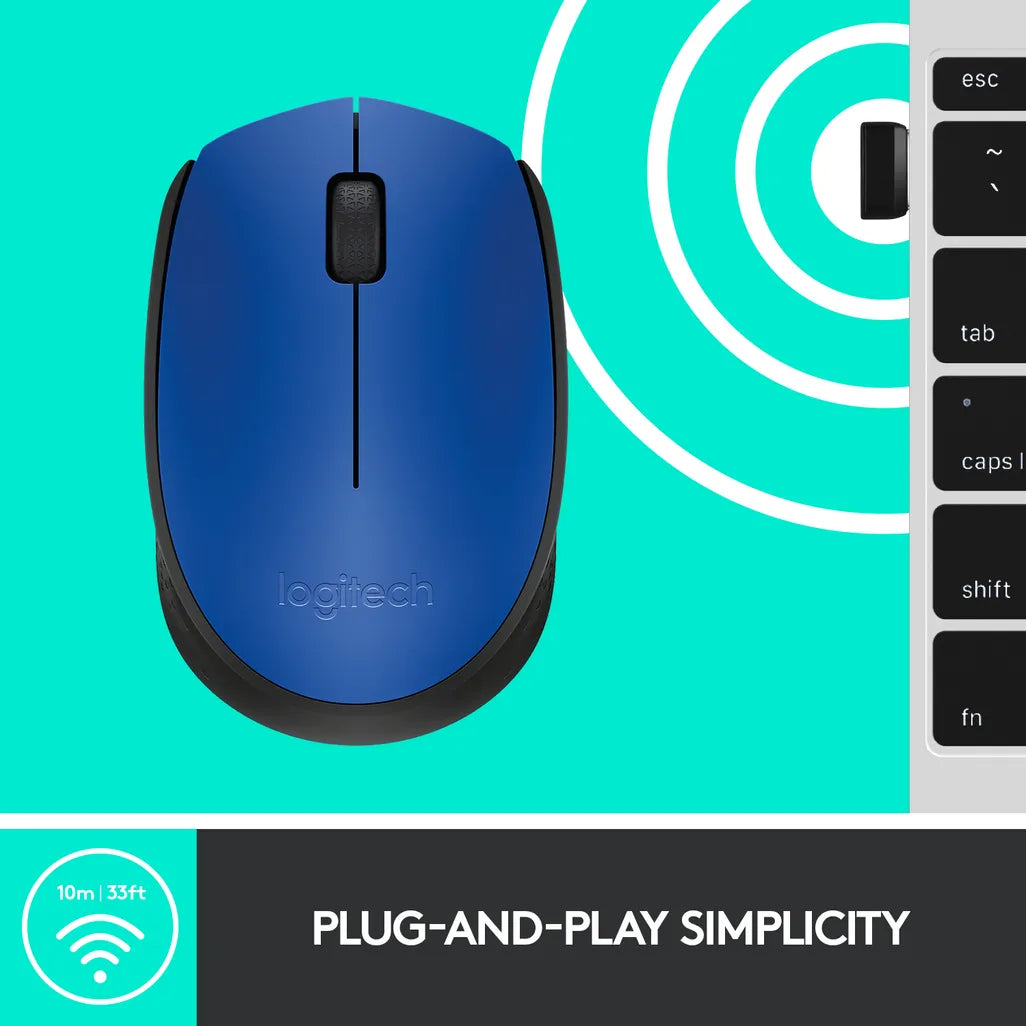 Logitech M171 Wireless Mouse Blue and Black - iDesign Communications