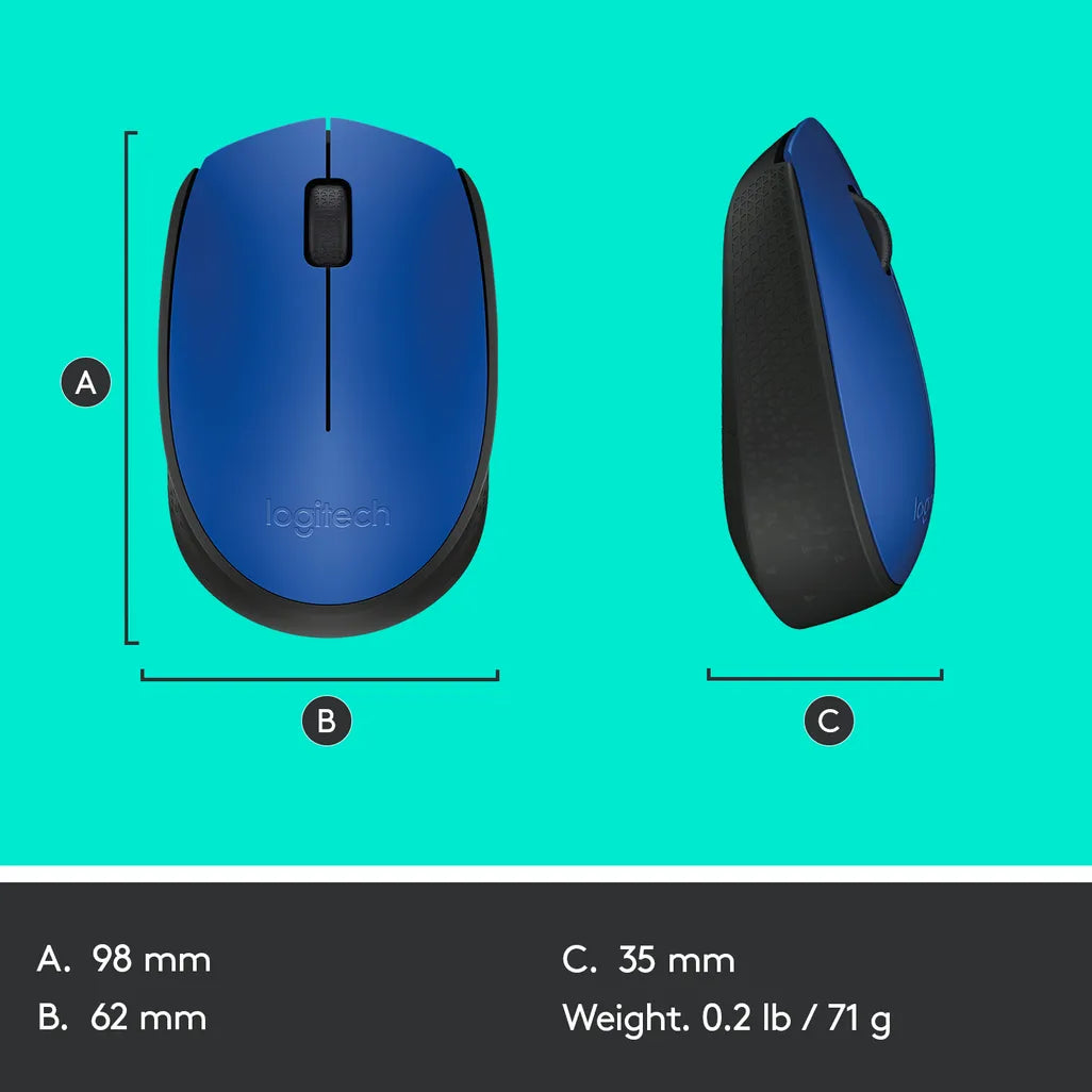 Logitech M171 Wireless Mouse Blue and Black - iDesign Communications