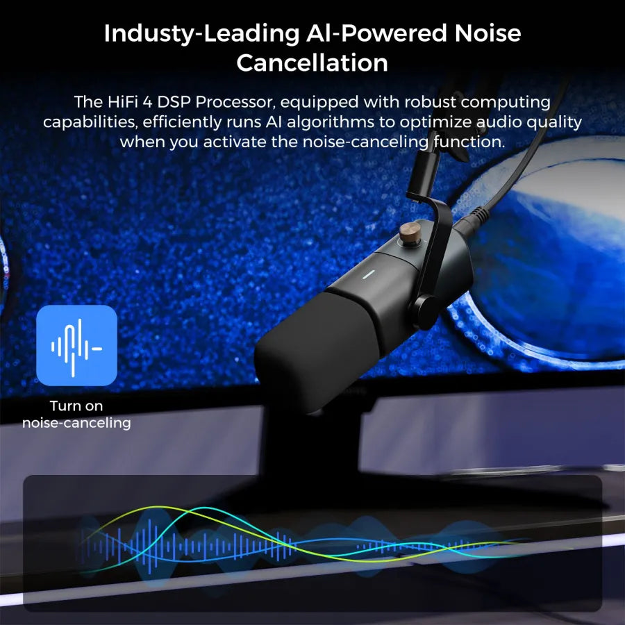 NearStream AM10X-P: AI Noise-Canceling USB&XLR Dynamic Micphone Boom Arm Kit - iDesign Communications