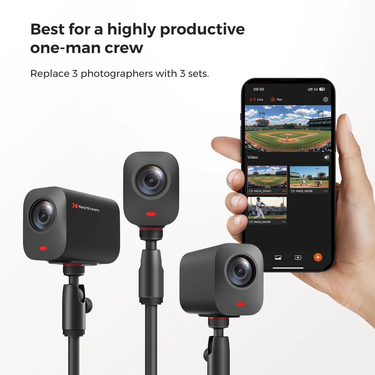 NearStream VM33: 1080P AI Noise-Canceling Wireless Streaming Camera - iDesign Communications