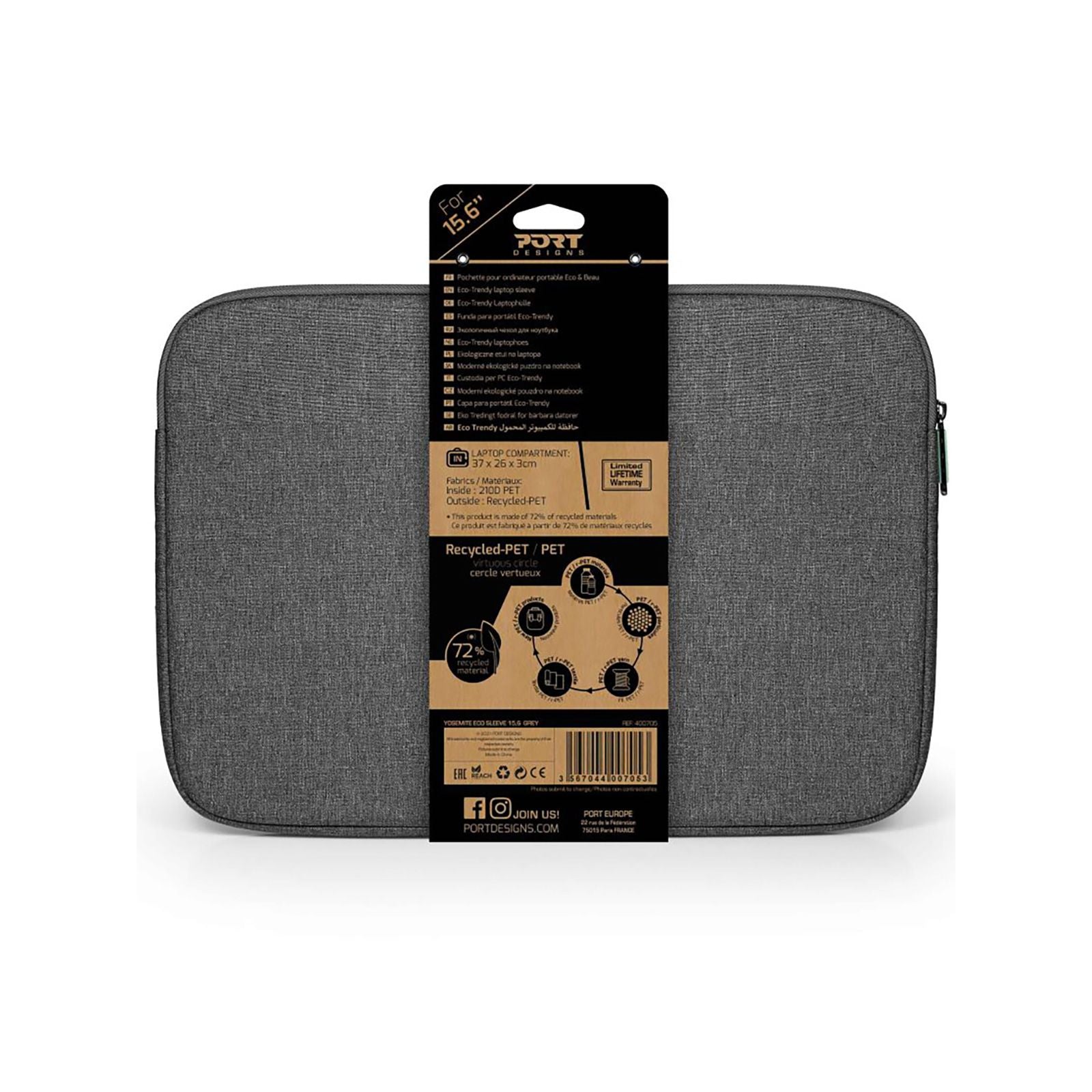 Port Yosemite Eco Grey 15.6" Sleeve - iDesign Communications