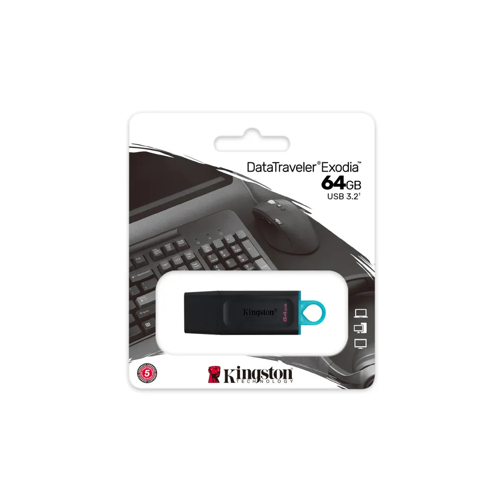Kingston DataTraveler Exodia USB Flash Drive 64 GB USB Type-A 3.2 Gen 1 Black - iDesign Communications