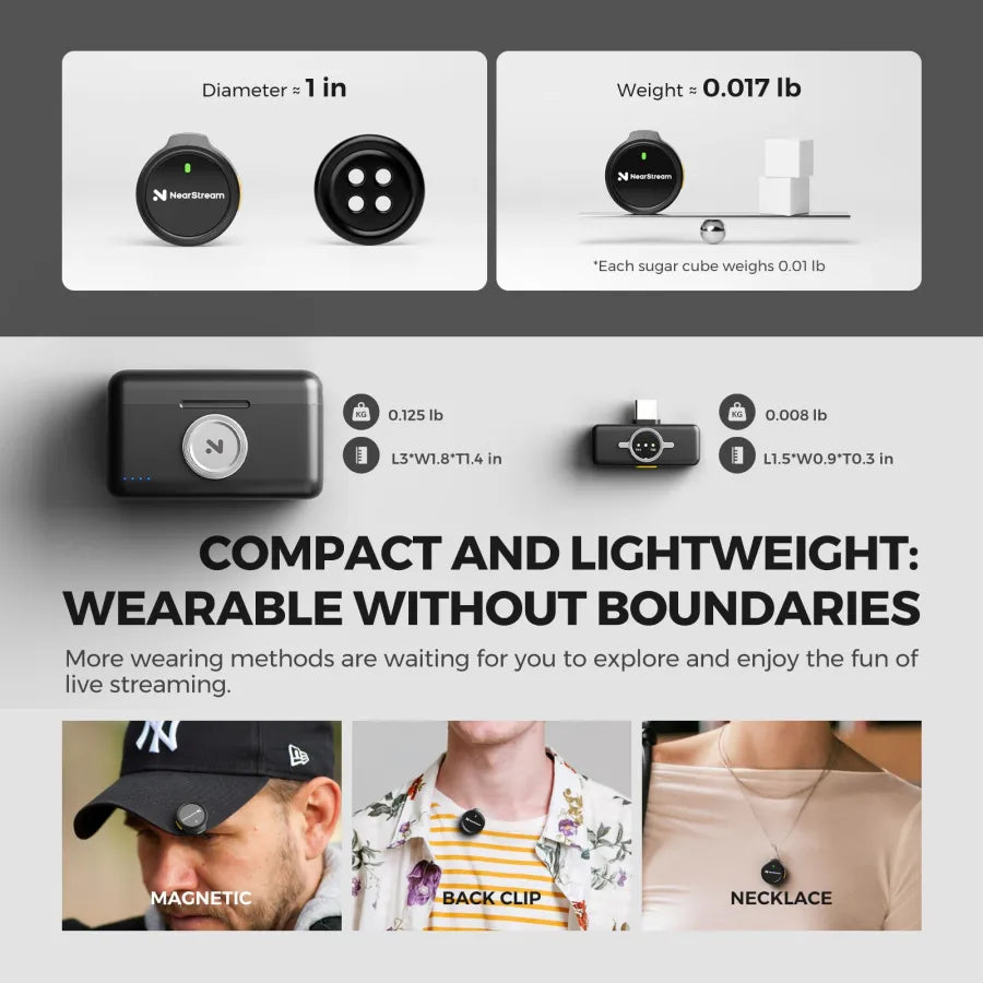 NearStream AWM25T: AI Noise-Canceling  Lavalier Wireless Microphone Kit - iDesign Communications