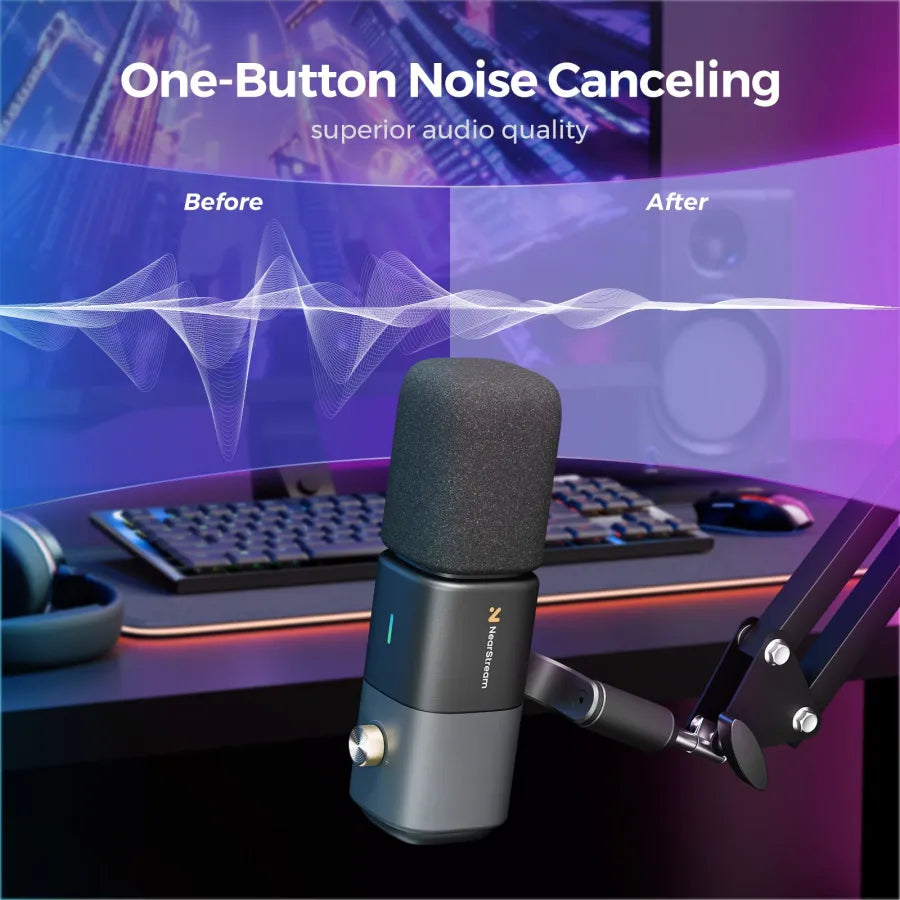 NearStream AM20X: AI Noise-Canceling USB&XLR Condenser Microphone Boom Arm Kit - iDesign Communications