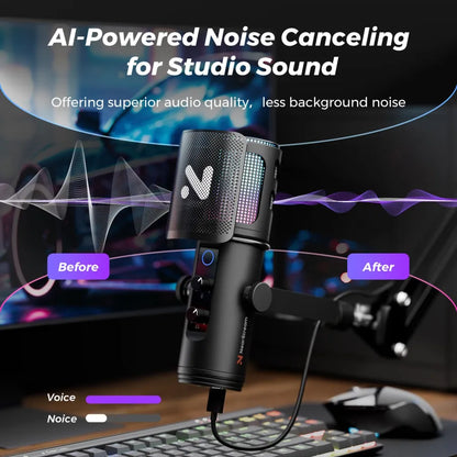 NearStream AM30U: AI Noise-Canceling USB Condenser Microphone Boom Arm Kit - iDesign Communications