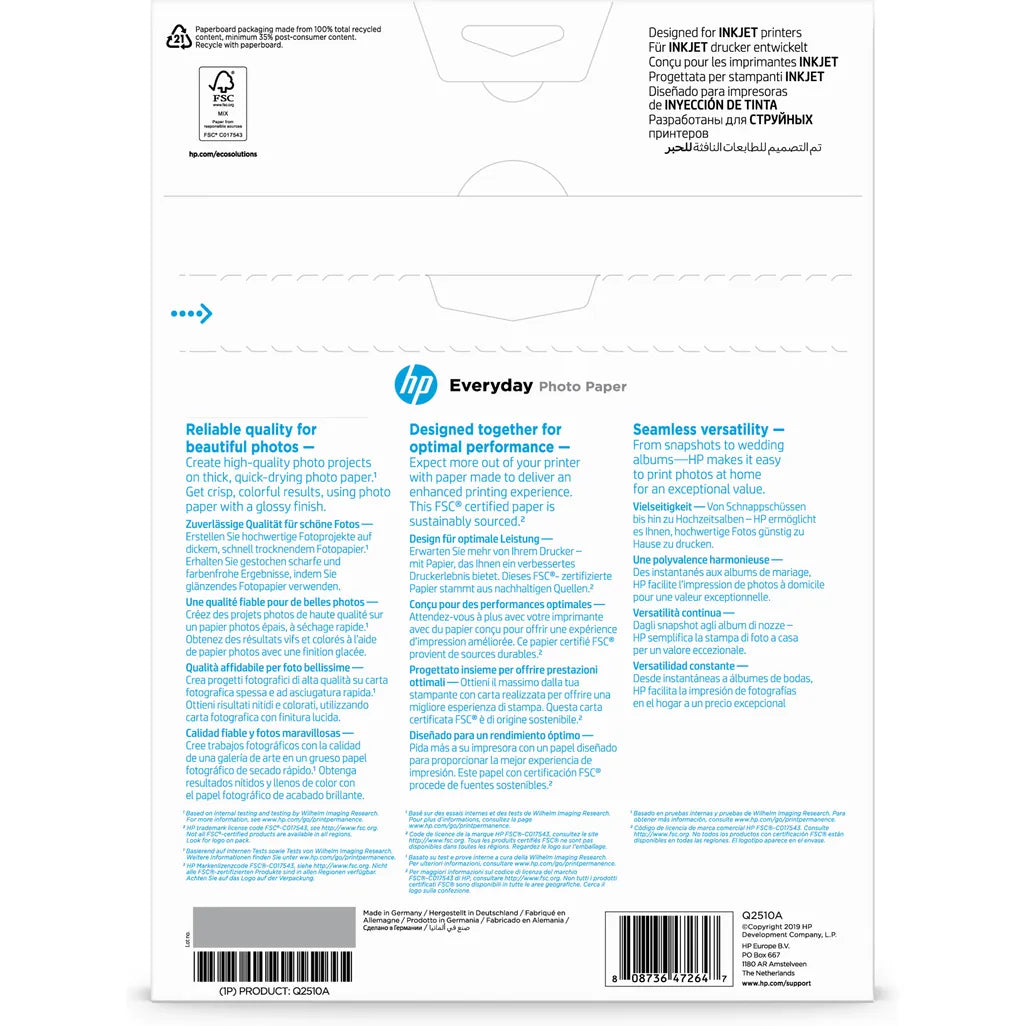 HP Everyday Glossy Photo Paper - 100 Sheets A4 200gsm - iDesign Communications