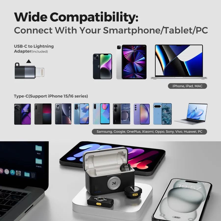 NearStream AWM25T: AI Noise-Canceling  Lavalier Wireless Microphone Kit - iDesign Communications