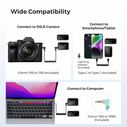 NearStream AWM20D: AI Noise-Canceling  Premium Multi-Purpose Wireless Microphone (1TX+1RX) - iDesign Communications
