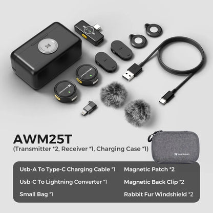 NearStream AWM25T: AI Noise-Canceling  Lavalier Wireless Microphone Kit - iDesign Communications