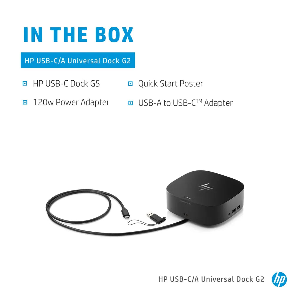 HP Universal Dock G2 Wired USB 3.2 Gen 1 (3.1 Gen 1) Type-C Black - iDesign Communications