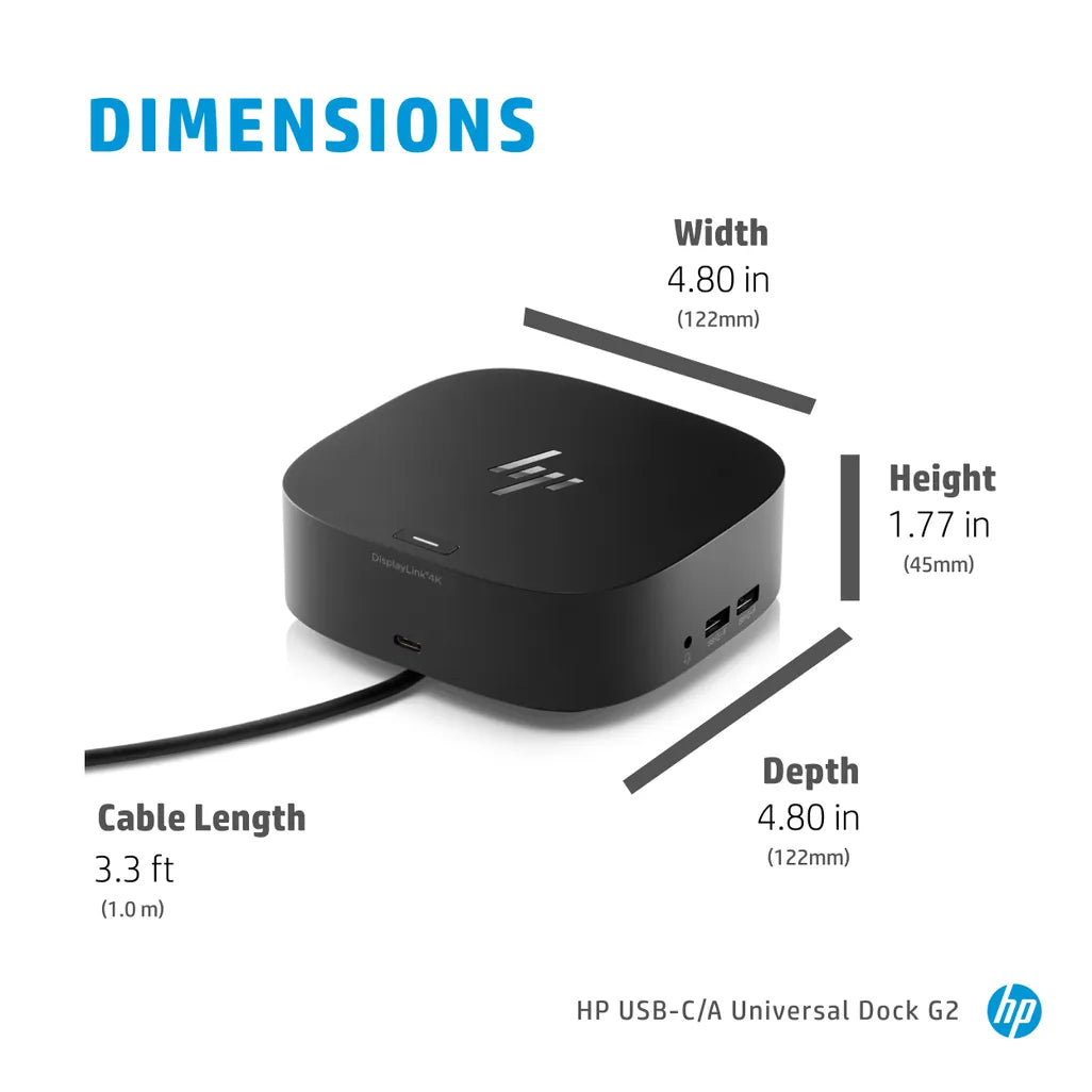HP Universal Dock G2 Wired USB 3.2 Gen 1 (3.1 Gen 1) Type-C Black - iDesign Communications