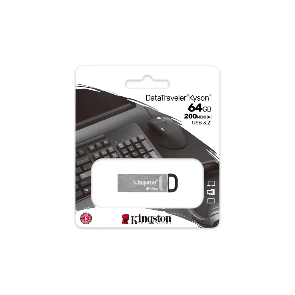 Kingston DataTraveler Kyson USB Flash Drive 64 GB USB Type-A 3.2 Gen 1 Silver - iDesign Communications