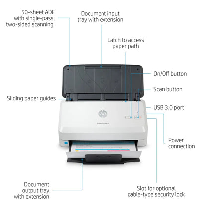 HP ScanJet Pro 2000 s2 Up to 35 ppm 600 x 600 dpi A4 Sheet-fed Scanner - iDesign Communications