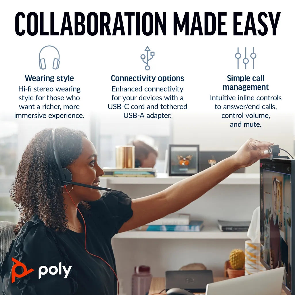Poly Blackwire 3225 Stereo USB-C Headset - iDesign Communications