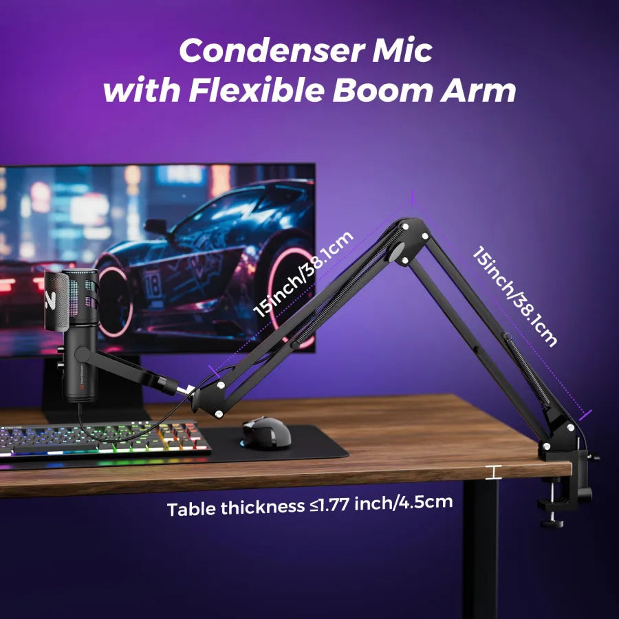 NearStream AM30U: AI Noise-Canceling USB Condenser Microphone Boom Arm Kit - iDesign Communications