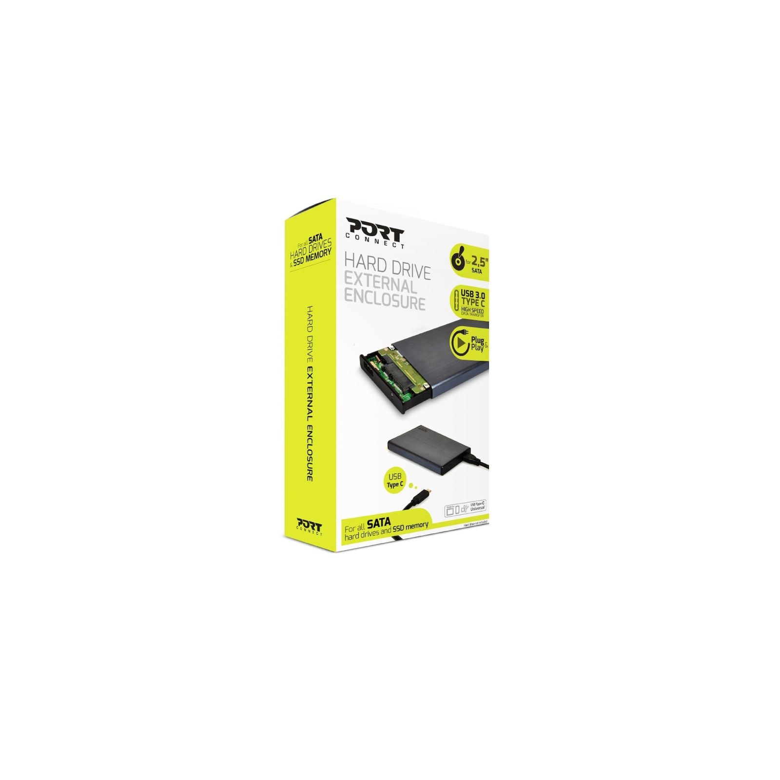 Port 2.5" SATA USB-C Hard drive Enclosure - iDesign Communications