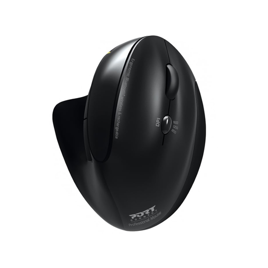 Port Connect Black Ergonomic Rechargeable Bluetooth Mouse - iDesign Communications
