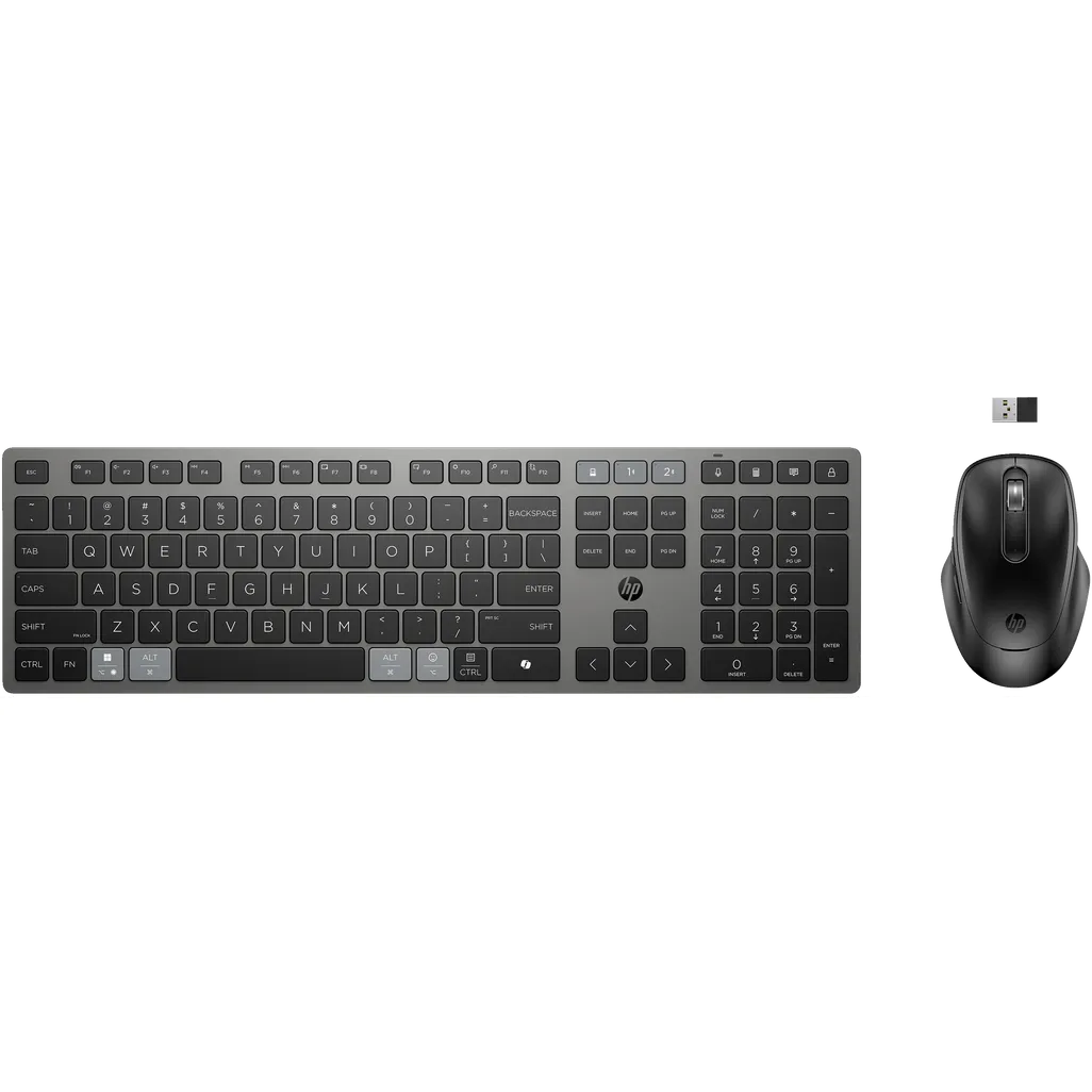 HP 725 Multi-Device Rechargeable Wireless Keyboard and Mouse Combo Black - iDesign Communications
