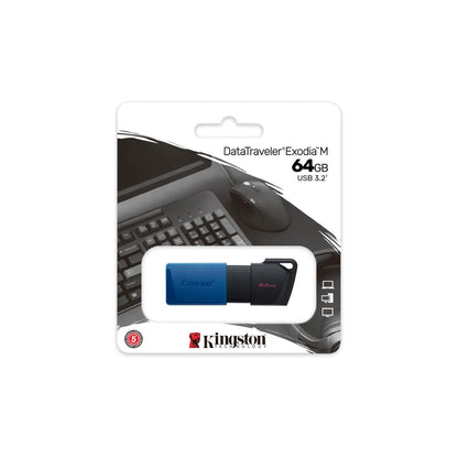 Kingston DataTraveler Exodia M USB Flash Drive 64 GB USB Type-A Black Blue - iDesign Communications