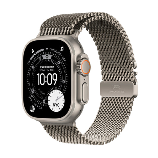 Apple Watch Ultra 3 |  GPS + Cellular 49MM | Natural Titanium Case With Natural Titanium Milanese Loop - Medium - iDesign Communications