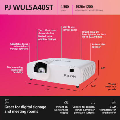 Ricoh WUL5A40ST Short Throw Laser Projector - iDesign Communications