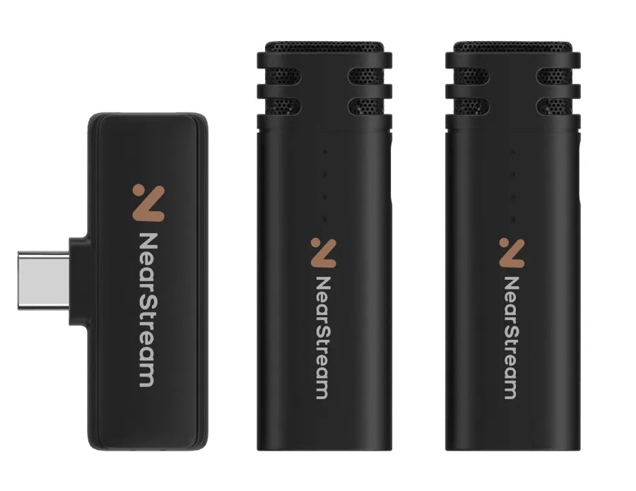 NearStream AWM10T-P: AI Noise-Canceling Mini Wireless Microphone (2TX+1RX) - iDesign Communications