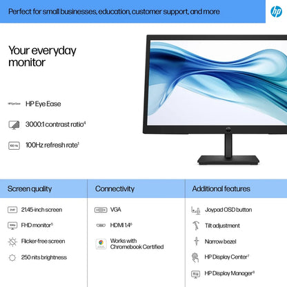 HP Series 3 Pro 322pv 21.45-inch 1920 x 1080p FHD 16:9 100Hz 5ms LED VA Monitor - iDesign Communications