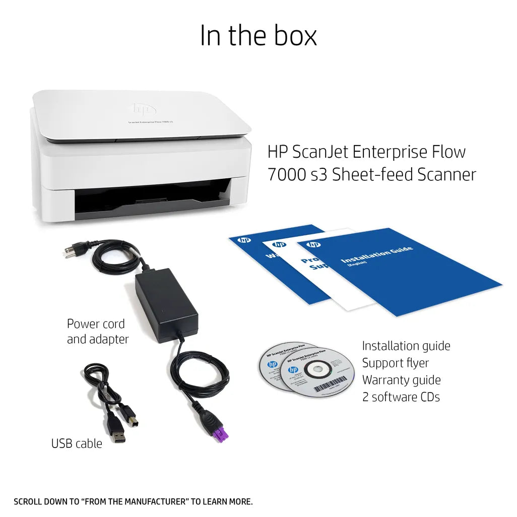 HP ScanJet Enterprise Flow 7000 s3 Up To 75 ppm 600 x 600 dpi A4 Sheet-fed Scanner - iDesign Communications