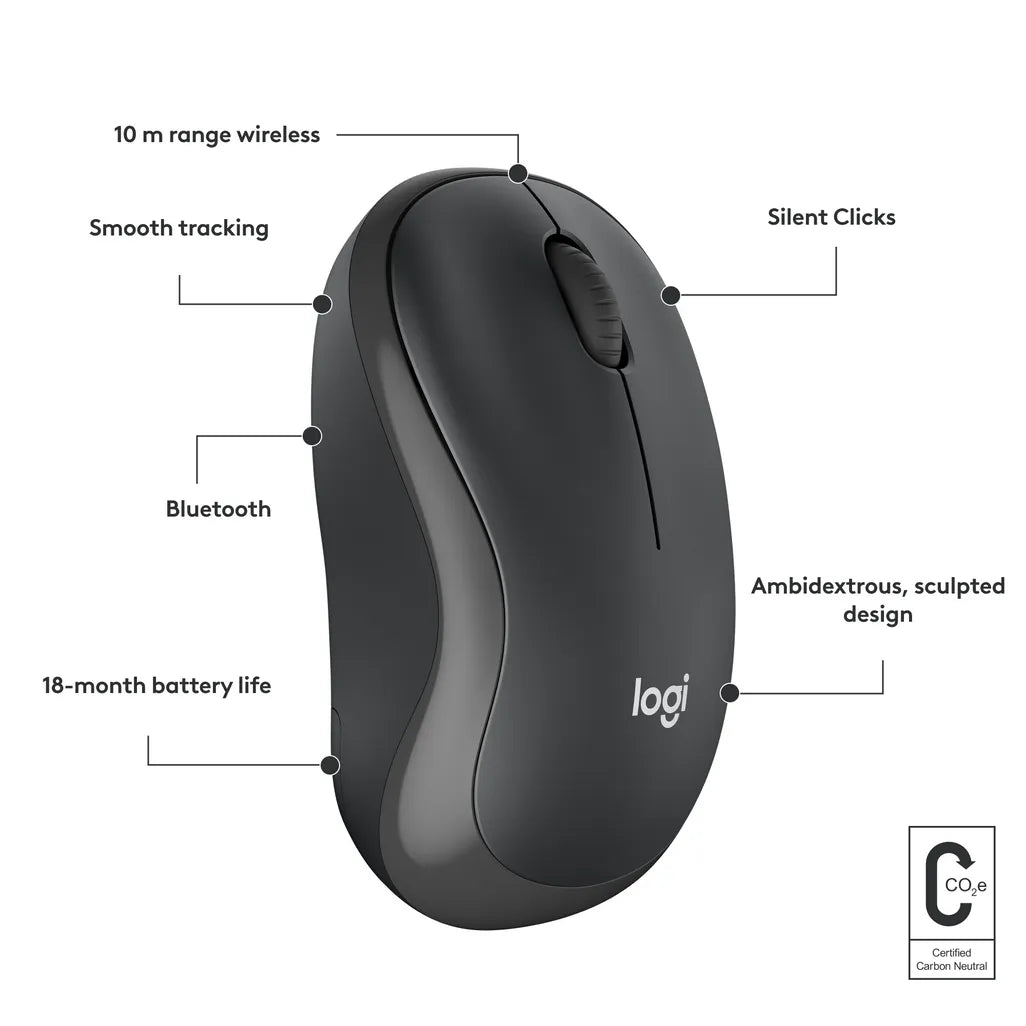 Logitech M240 Silent Bluetooth Ambidextrous Mouse Black - iDesign Communications